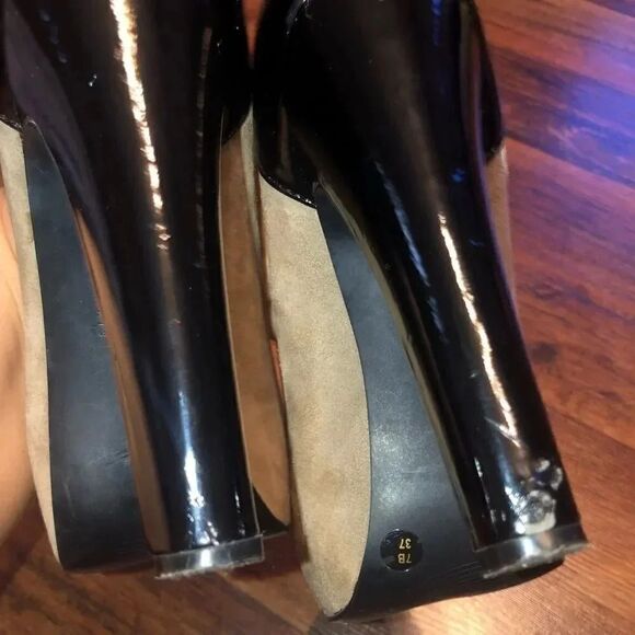 BCBG Paris Judd Taupe Colorblock Platform Stacked Heels Size 7 - Picture 9 of 11